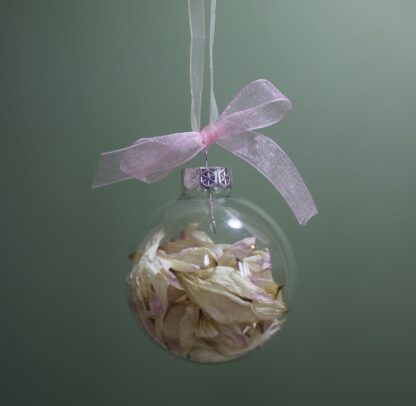 Medium Glass Bauble - Pink and White Dahlia